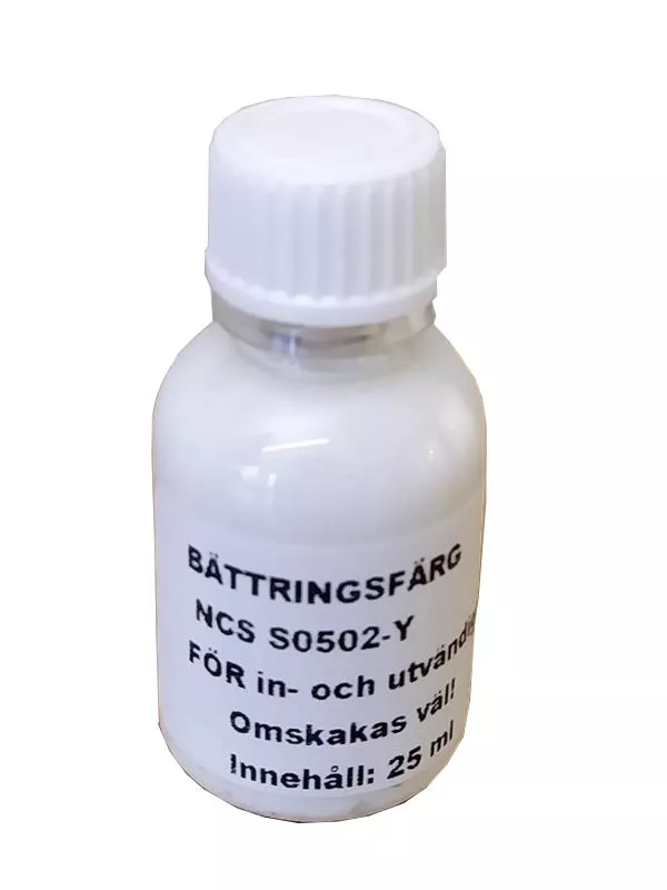 En burk med vit bättringsfärg på en vit bakgrund.