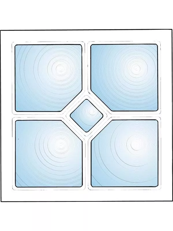 Kvadratiskt dekorfönster med romb-spröjs