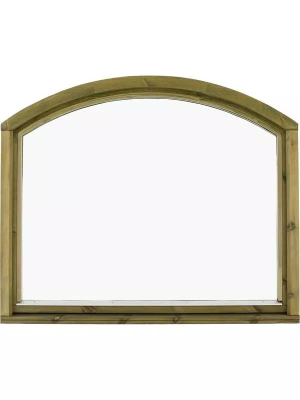 Inåtgående stallfönster med valvbåge