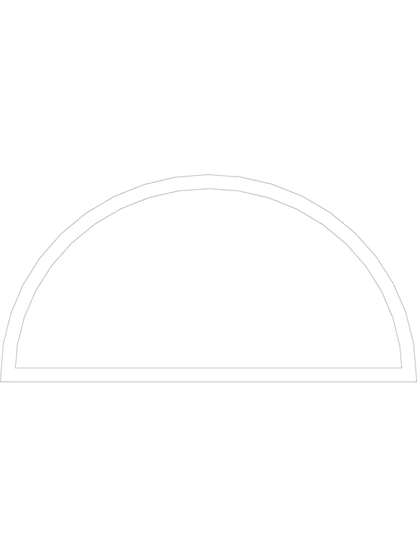 Halvrunt vitt fönster med dekorativa spröjsar.