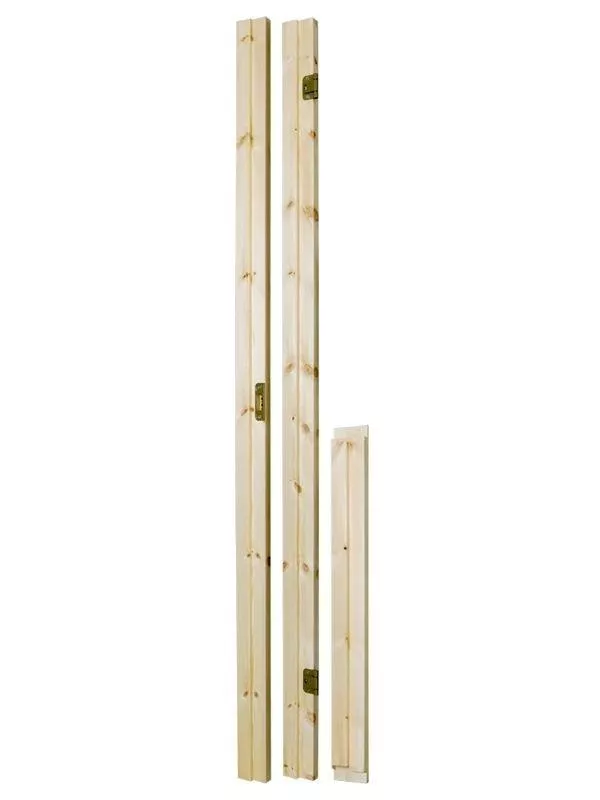 Obehandlad innerdörr med karm i trä.