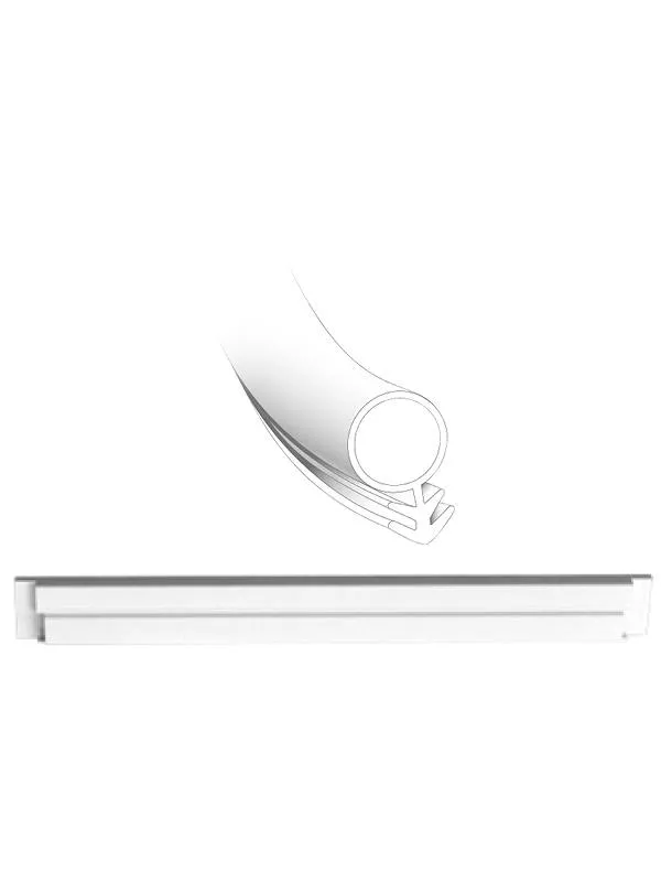 Vit innerdörr med glasruta och dekorativ list.