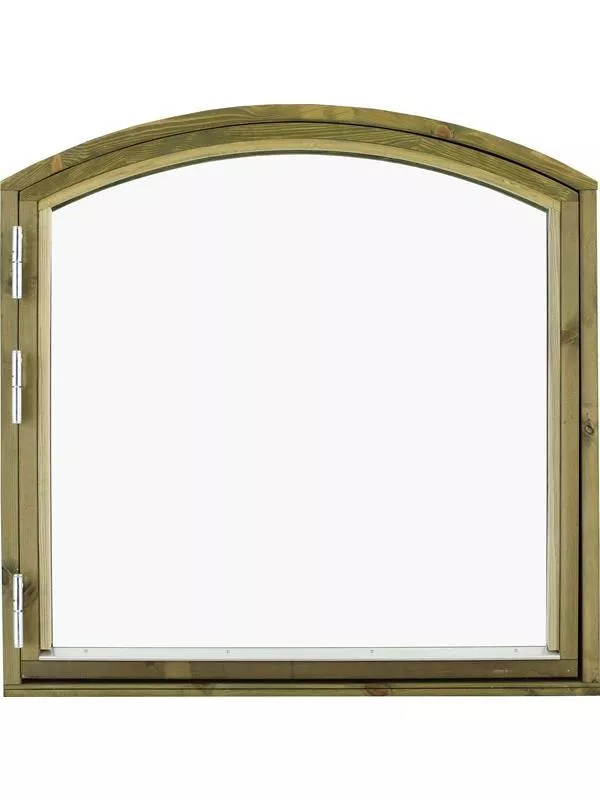 Sidohängt stallfönster med valvbåge