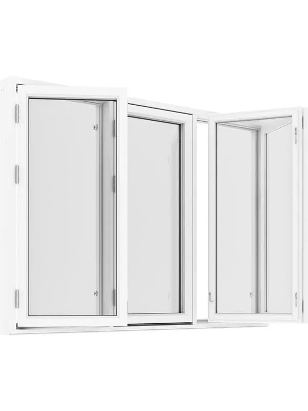 Kopplat sidohängt 3-luft fönster 2+1