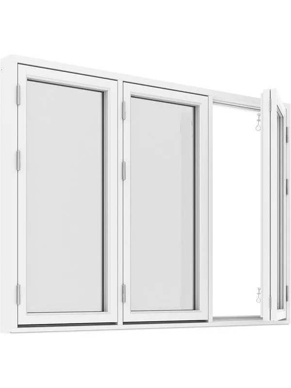 Kopplat sidohängt 3-luft fönster 2+1
