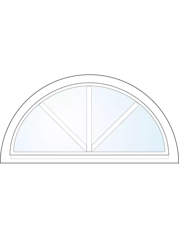 Halvrunt inåtgående fönster med spröjs